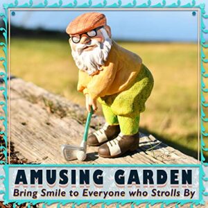 Twig & Flower The Great Golfing Gnome 9" Gnomes Decor The Mini Gnomes Hand Painted Garden Gnome - Golfing Garden Gnome Gifts Designed