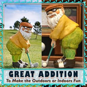 Twig & Flower The Great Golfing Gnome 9" Gnomes Decor The Mini Gnomes Hand Painted Garden Gnome - Golfing Garden Gnome Gifts Designed