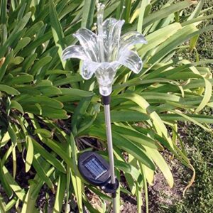 Unido Box Lily Flower Solar Garden Stake Light LED Color-Changing, Set of 2