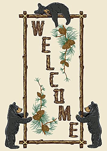 Toland Home Garden 1112578 Welcome Bears Bear Flag 12x18 Inch Double Sided Bear Garden Flag for Outdoor House Welcome Flag Yard Decoration