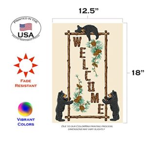 Toland Home Garden 1112578 Welcome Bears Bear Flag 12x18 Inch Double Sided Bear Garden Flag for Outdoor House Welcome Flag Yard Decoration