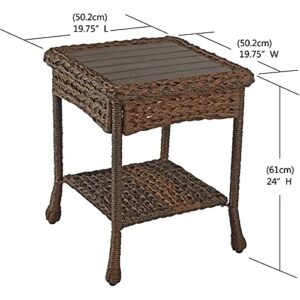 W Unlimited Outdoor Faux Sea Grass Garden Patio Furniture End Table, Brown