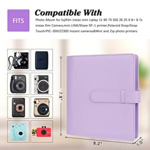 256 Photos Album for Fujifilm Instax Mini Camera, Polaroid 2”x3” ZINK Pictures, 2x3 Photo Album Book for Fujifilm Instax Mini 1112 9 90 70 40 8 Instant Camera, Polaroid Snap PIC-300 Z2300 Camera (purple)