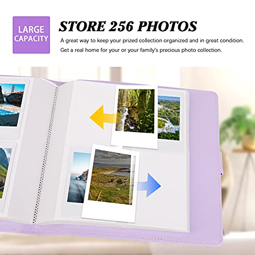 256 Photos Album for Fujifilm Instax Mini Camera, Polaroid 2”x3” ZINK Pictures, 2x3 Photo Album Book for Fujifilm Instax Mini 1112 9 90 70 40 8 Instant Camera, Polaroid Snap PIC-300 Z2300 Camera (purple)