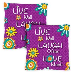 toland home garden decorative live laugh love text quote saying word 18 x 18 inch pillow case (2-pack)