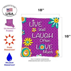 Toland Home Garden Decorative Live Laugh Love Text Quote Saying Word 18 x 18 Inch Pillow Case (2-Pack)