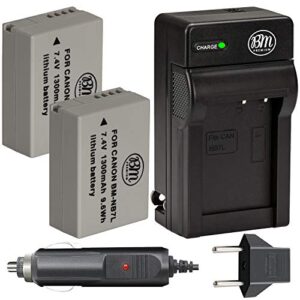 bm premium 2-pack of nb-7l batteries & battery charger kit for canon powershot g10, g11, g12, sx30 is digital camera includes battery + ac/dc battery charger