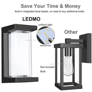 LEDMO 15w LED Outdoor Porch Modern Wall Light with American mounting Plate Wall Mount Sconce 6000K Cool White Ip65 Waterproof Porch Lamps for Garage Corridor Backyard Garden Balcony