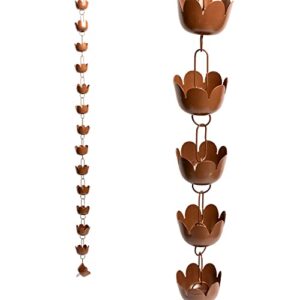 Happy Gardens Copper Flower Rain Chain - Lily Cup Simulated Copper Rain Chains for Downspouts