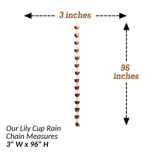 Happy Gardens Copper Flower Rain Chain - Lily Cup Simulated Copper Rain Chains for Downspouts