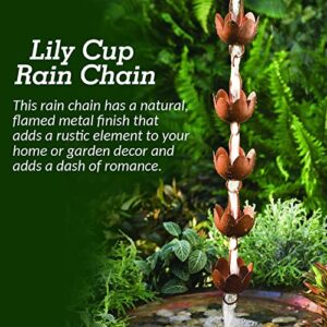 Happy Gardens Copper Flower Rain Chain - Lily Cup Simulated Copper Rain Chains for Downspouts