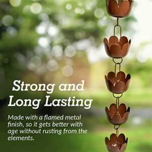 Happy Gardens Copper Flower Rain Chain - Lily Cup Simulated Copper Rain Chains for Downspouts