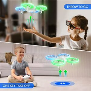 TOMZON A34 Drone for Kids with Green and Blue LED Lights, RC Mini Drone with Altitude Hold, 3D Flip, Headless Mode and 3 Speeds, Quadcopter with 5 Light Modes, 2 Batteries, Toy Gift for Boys and Girls