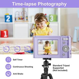 Digital Camera for Teens Kids, 1080P 48MP Kids Camera with 32GB SD Card, 2.4 Inch LCD Screen Kids Digital Camera with 16X Digital Zoom, Compact Kid Camera for Kids Girls Boys Adults Beginners (Purple)