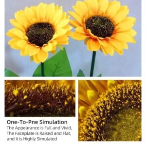 QFC Sunflower Solar Lights Outdoor Garden Decorations, Upgraded 2 PCS Solar Garden Lights for Yard Decor, Waterproof LED Sunflowers Artificial Flowers Lights for Lawn, Patio, Porch, Backyard (2PCS)