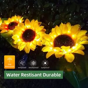 QFC Sunflower Solar Lights Outdoor Garden Decorations, Upgraded 2 PCS Solar Garden Lights for Yard Decor, Waterproof LED Sunflowers Artificial Flowers Lights for Lawn, Patio, Porch, Backyard (2PCS)