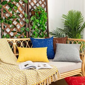 UGASA Set of 2 Outdoor Waterproof Throw Pillow Covers Decorative Farmhouse Water Resistant Solid Cushion Cases for Patio Garden Sofa Chairs Yellow 12x20 inch