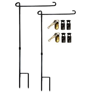 garden flag stand-holder-pole 2 pack metal garden flag holder stand for outdoors rustproof with flag stopper and cilp