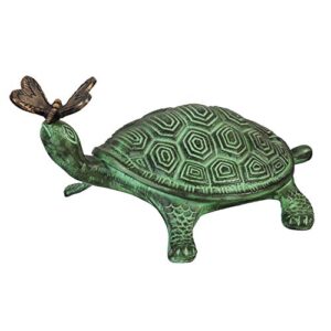 evergreen garden beautiful summer turtle and butterfly metal garden statue – 9 x 14 x 7 inches fade and weather resistant outdoor decoration for homes, yards and gardens