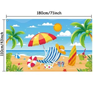 Summer Beach Backdrop for Hawaiian Party Decorations Pool Surfboard Banner for Hawaiian Themed Birthday Baby Shower Party Supplies Photography Background Photo Booth