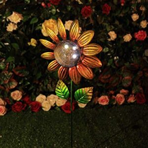 MUMTOP Solar Wind Spinner 33 Inch Sunflower Wind Sculptures for Garden Patio Courtyard Decoration