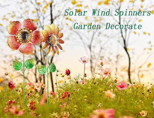 MUMTOP Solar Wind Spinner 33 Inch Sunflower Wind Sculptures for Garden Patio Courtyard Decoration