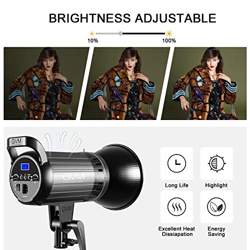 Bi-Color LED Video Light, GVM 100W Photography Lighting with Bowens Mount, APP Control System, Lantern Softbox Video Lighting Kit for YouTube Outdoor Studio, Dimmable 3200K-5600K, CRI 97+