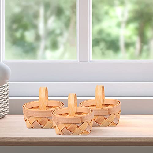 YARDWE 12pcs Mini Bamboo Woven Basket Miniature Flower Basket Dollhouse Picnic Basket Tiny Party Favor Container Farmhouse Decor for Fairy Garden Micro Landscape