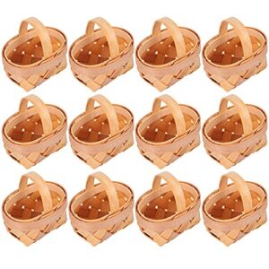 YARDWE 12pcs Mini Bamboo Woven Basket Miniature Flower Basket Dollhouse Picnic Basket Tiny Party Favor Container Farmhouse Decor for Fairy Garden Micro Landscape