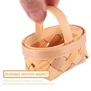 YARDWE 12pcs Mini Bamboo Woven Basket Miniature Flower Basket Dollhouse Picnic Basket Tiny Party Favor Container Farmhouse Decor for Fairy Garden Micro Landscape