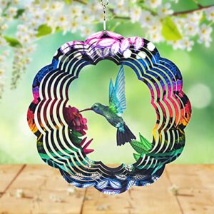 uoudio stainless steel wind spinner- 3d indoor outdoor garden decoration crafts ornaments (hummingbird)