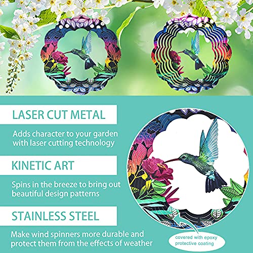 UOUDIO Stainless Steel Wind Spinner- 3D Indoor Outdoor Garden Decoration Crafts Ornaments (Hummingbird)