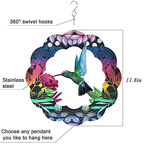 UOUDIO Stainless Steel Wind Spinner- 3D Indoor Outdoor Garden Decoration Crafts Ornaments (Hummingbird)