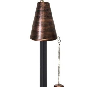 Legends Direct Set of 2, Haiwiian Premium Metal Cone Torches for Outdoor, 54" Tall- Tiki Style/w Snuffer, Fiberglass Wick & Large 32oz Oil Lamp - Torches for Patio, Garden (Brushed Bronze)