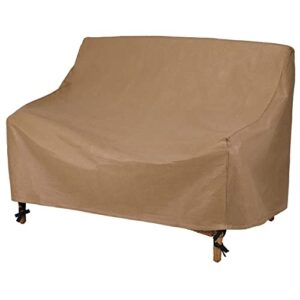 duck covers essential water-resistant 54 inch patio loveseat cover, patio furniture covers, latte