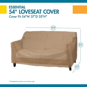 Duck Covers Essential Water-Resistant 54 Inch Patio Loveseat Cover, Patio Furniture Covers, Latte