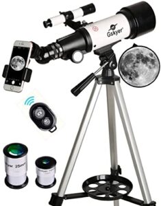 gskyer telescope, 70mm aperture 400mm az mount astronomical refracting telescope for kids beginners – travel telescope with carry bag, phone adapter and wireless remote