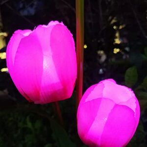 Aolyty Solar Flower Lights Outdoor, IP65 Waterproof Solar Tulip Lights LED Garden Stake Lights for Pathway Lawn Patio Yard Landscape Decorative