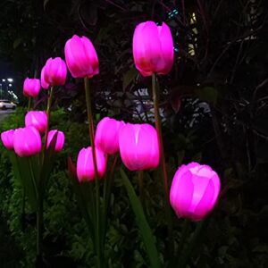 Aolyty Solar Flower Lights Outdoor, IP65 Waterproof Solar Tulip Lights LED Garden Stake Lights for Pathway Lawn Patio Yard Landscape Decorative