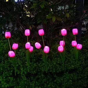 Aolyty Solar Flower Lights Outdoor, IP65 Waterproof Solar Tulip Lights LED Garden Stake Lights for Pathway Lawn Patio Yard Landscape Decorative