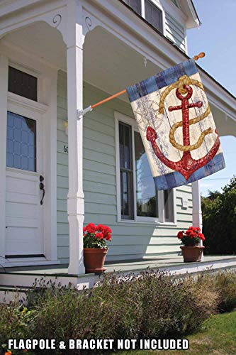 Toland Home Garden 1010001 Rustic Anchor And Compass Boat Flag 28x40 Inch Double Sided Boat Garden Flag for Outdoor House Ship Flag Yard Decoration