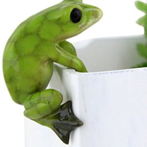 Top Collection 4283 Frog Flower Pot Hugger Figurines, Green