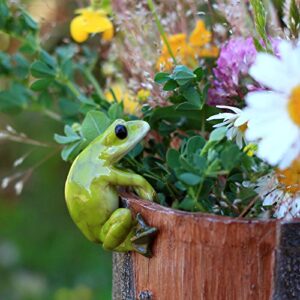 Top Collection 4283 Frog Flower Pot Hugger Figurines, Green