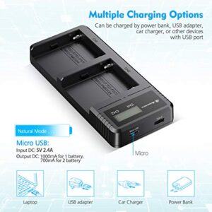 Powerextra Fast Charger Dual USB Charger with LCD Display for Sony NP-F970 NP-F930 NP-F950 NP-F960 NP-F550 NP-F530 NP-F330 NP-F570 Battery