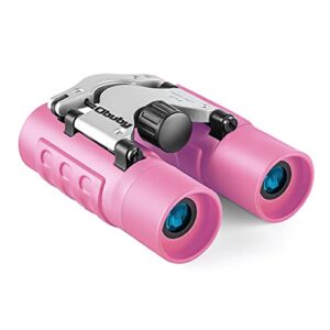 obuby real binoculars for kids gifts for 3-12 years boys girls 8×21 high-resolution optics mini compact binocular toys shockproof folding small telescope for bird watching,travel, camping, pink