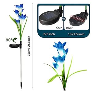 Seasonsky 6 PCS Outdoor Solar Garden Stake Lights, Solar Lily Lights Solar Garden Lights Outdoor Decorative, Flower Garden Stake Backyard Decor Yard Decorations, Pathway, Patio