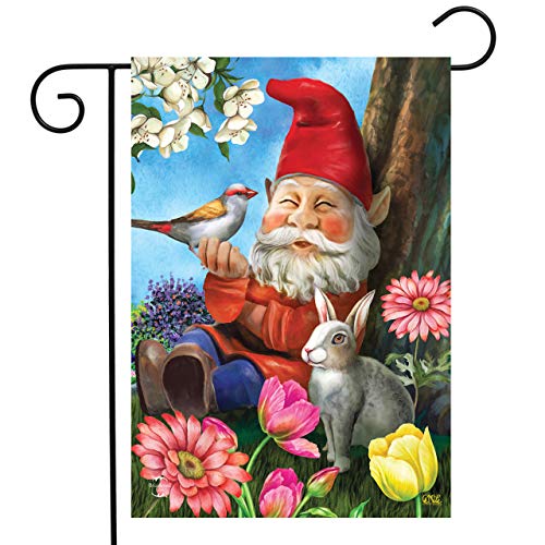 Garden Gnome Spring Garden Flag Floral 18" x 12.5" Briarwood Lane