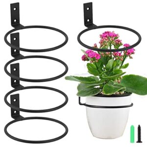 AYSUM 8 Inch Flower Pot Holder Ring 6 Pack Wall Mounted Plant Holder Ring Metal Black Hanging Basket Bracket for Home Garden Indoor Outdoor Plants Planters