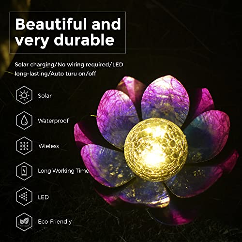 QZZP Garden Solar Lights Outdoor Decor Waterproof Lotus Flower Solar Lights Garden Decor Yard Lawn Solar Lights Outdoor Decorations for Patio Table Lamp