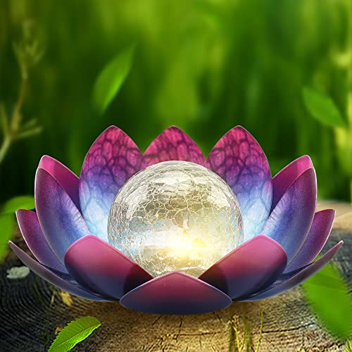 QZZP Garden Solar Lights Outdoor Decor Waterproof Lotus Flower Solar Lights Garden Decor Yard Lawn Solar Lights Outdoor Decorations for Patio Table Lamp